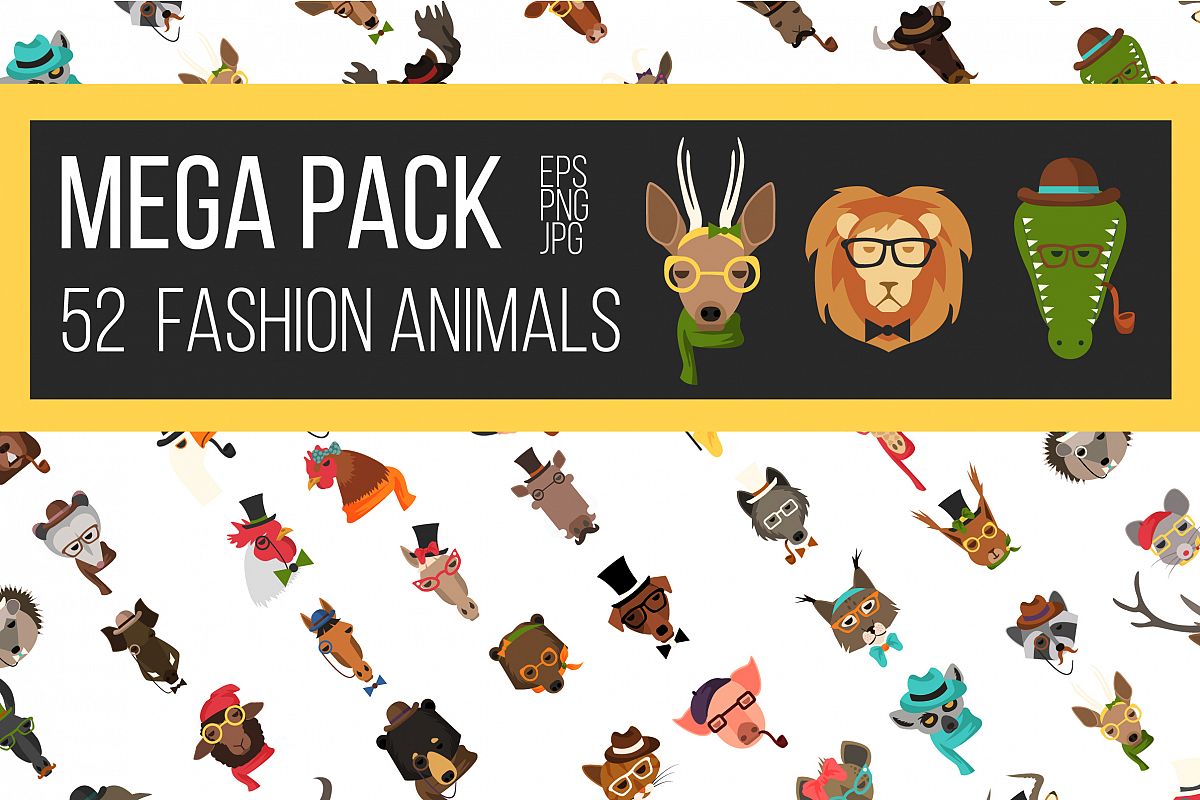 Vector Fashion Animal Icons Big Bundle 52 example image 1