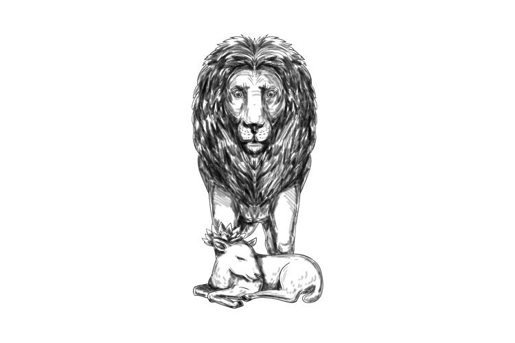 Lion Guarding Lamb Tattoo example image 1