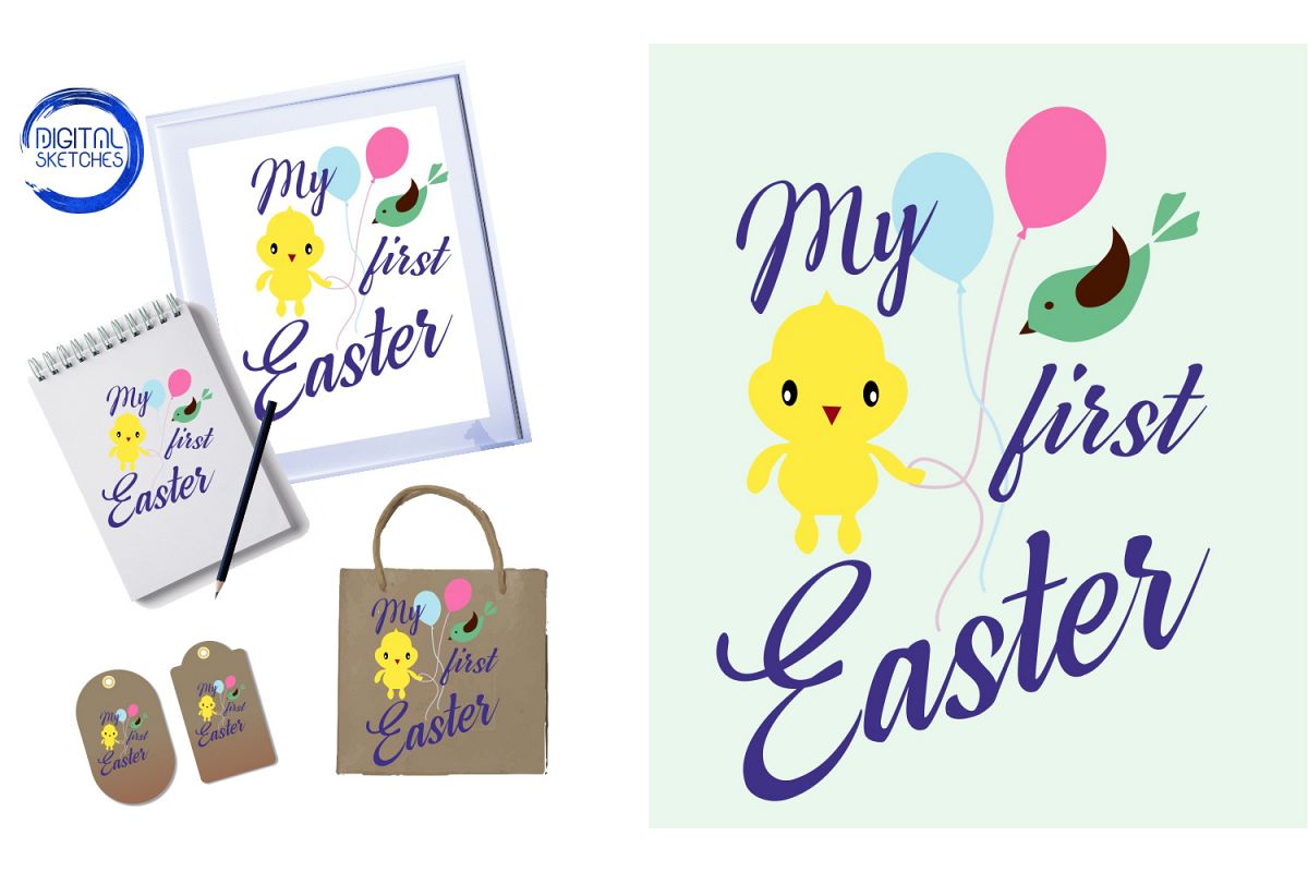 My First Easter Cut File Vector Graphics Illustration example image 1