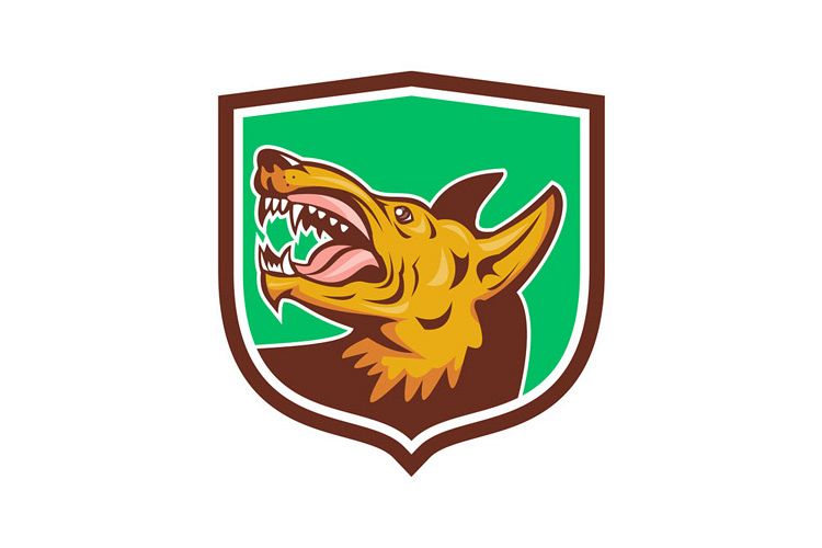 Angry Wild Dog Fangs Side Shield Retro example image 1