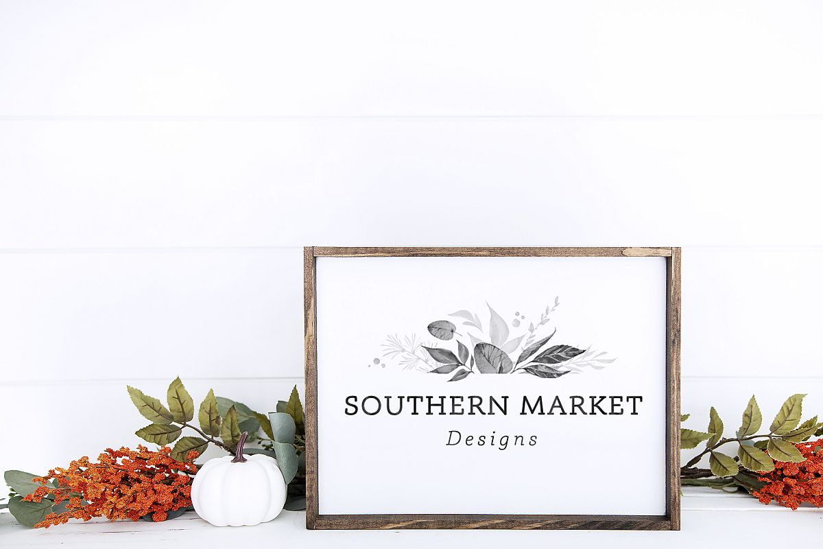 Fall Stained 9x12 Wood Sign Mock Up Stock Photo example image 1