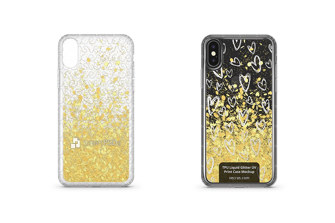 Apple iPhone X UV TPU Liquid Glitter Case Design Mock-up example image 1