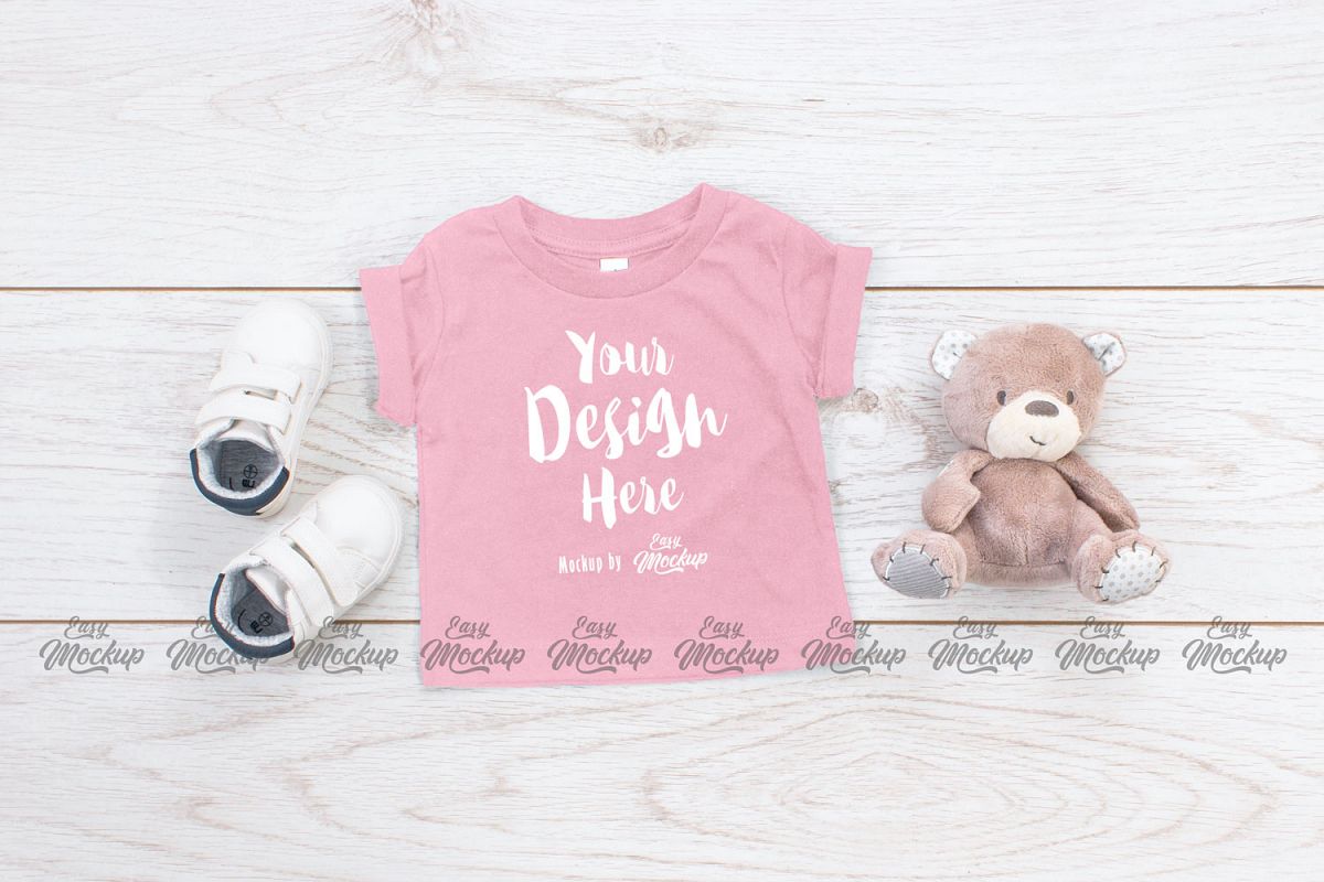 Pink White Bella Canvas 3001B MockUp example image 1