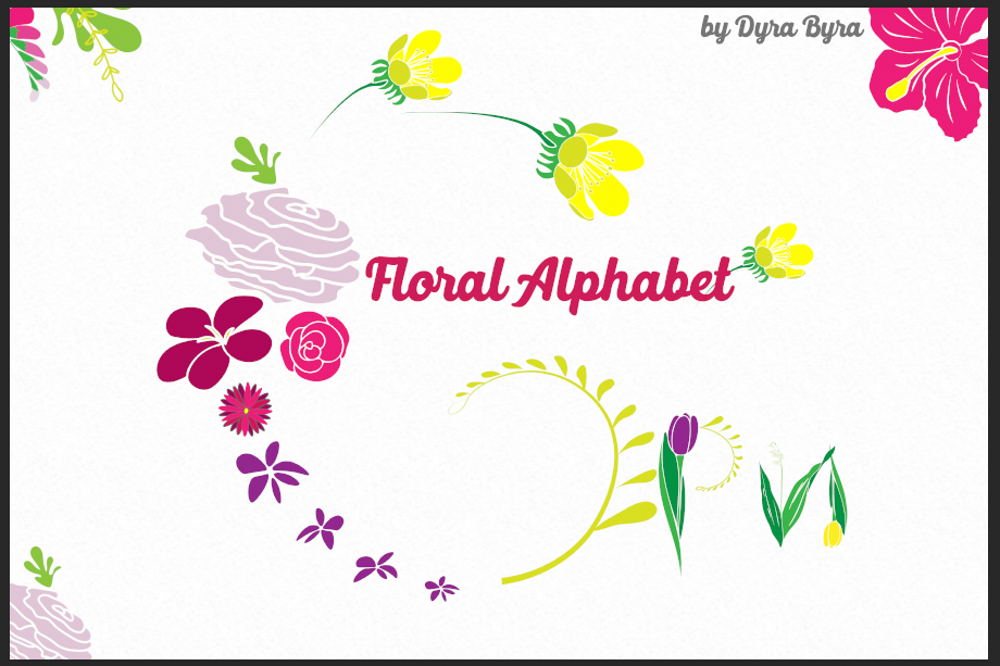 Monogram FLORAL ALPHABET- Spring/Flowers/ Easter/ Mother's d example image 1