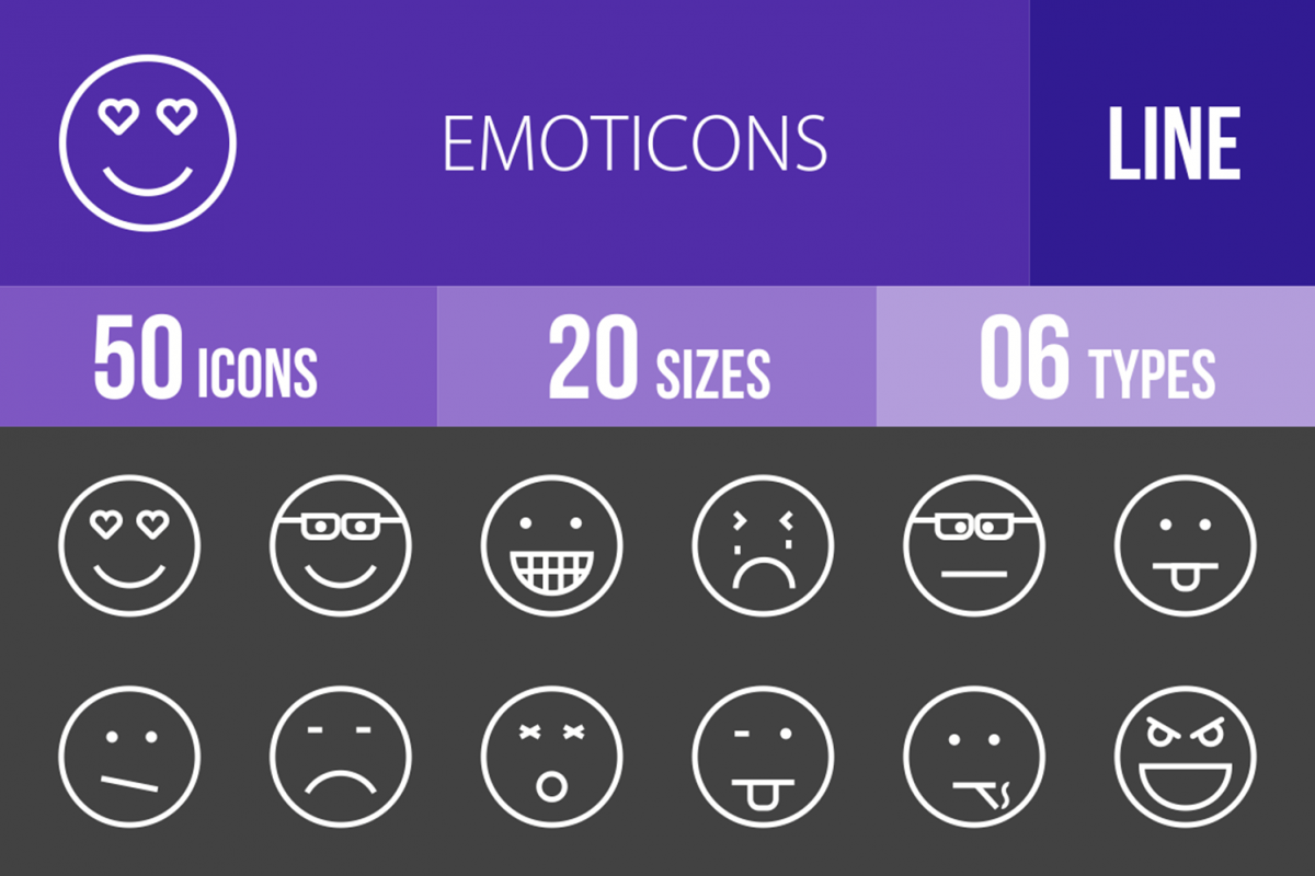 50 Emoticons Line Inverted Icons example image 1