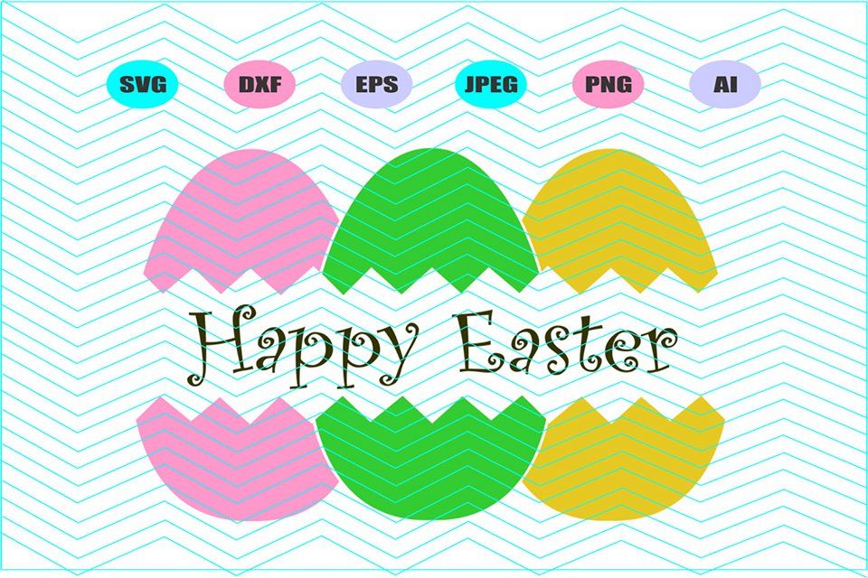 Split Easter Eggs Svg Vector File Silhouette Cricut Design example image 1