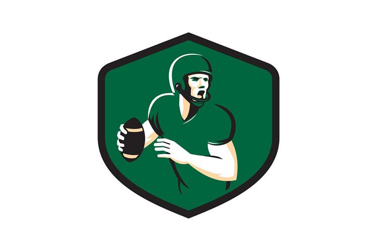 American Football Quarterback QB Shield Retro example image 1