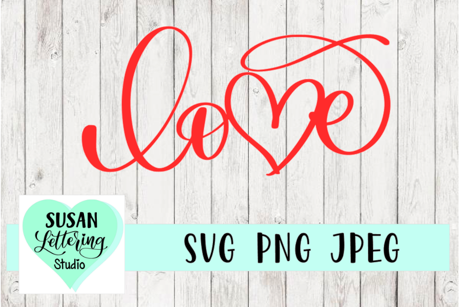 Heart Love Handlettered Script Calligraphy, SVG Cut File example image 1