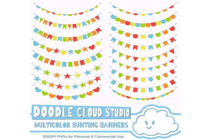 Multicolor Bunting Banners Cliparts Colorful Rainbow Bunting