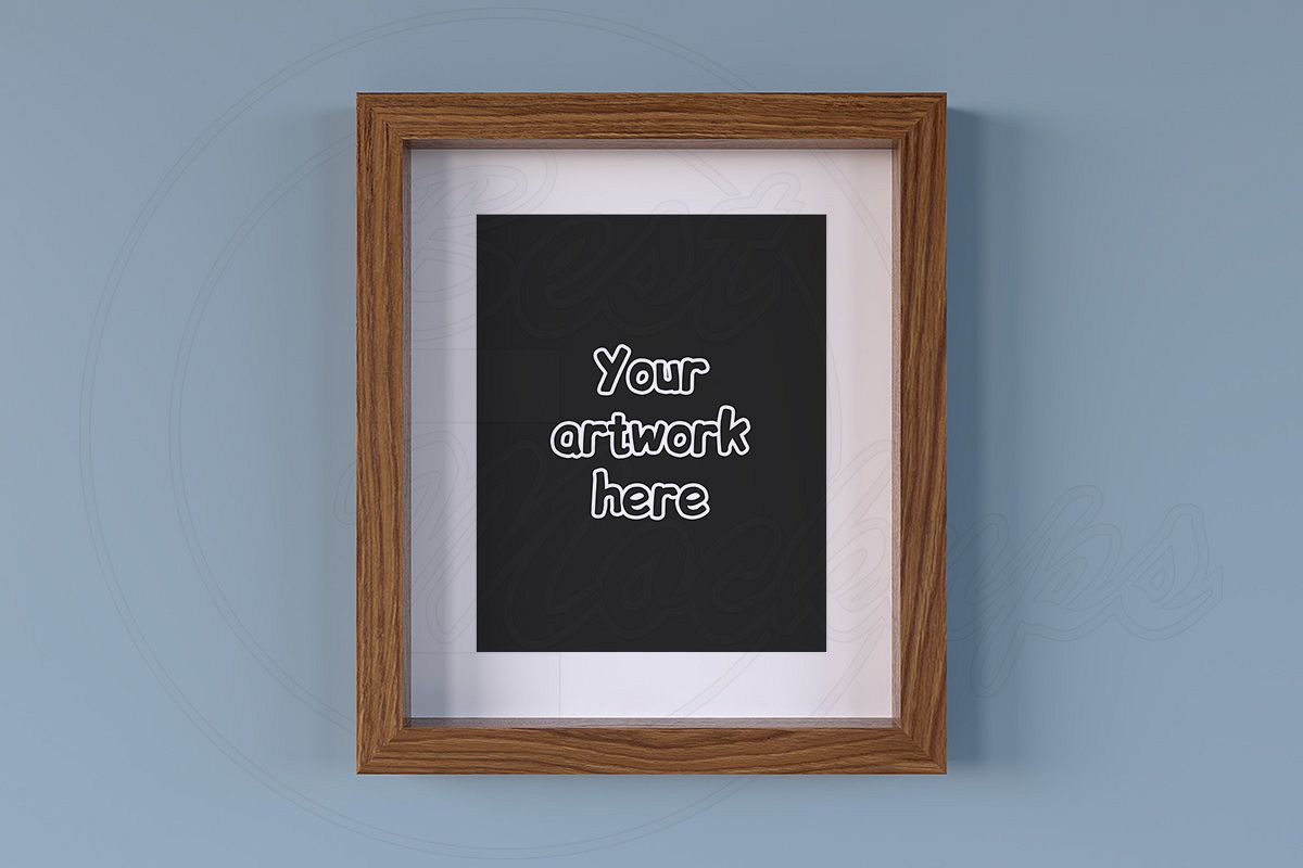 Wooden frame with matt mockup 8x10 inches example image 1