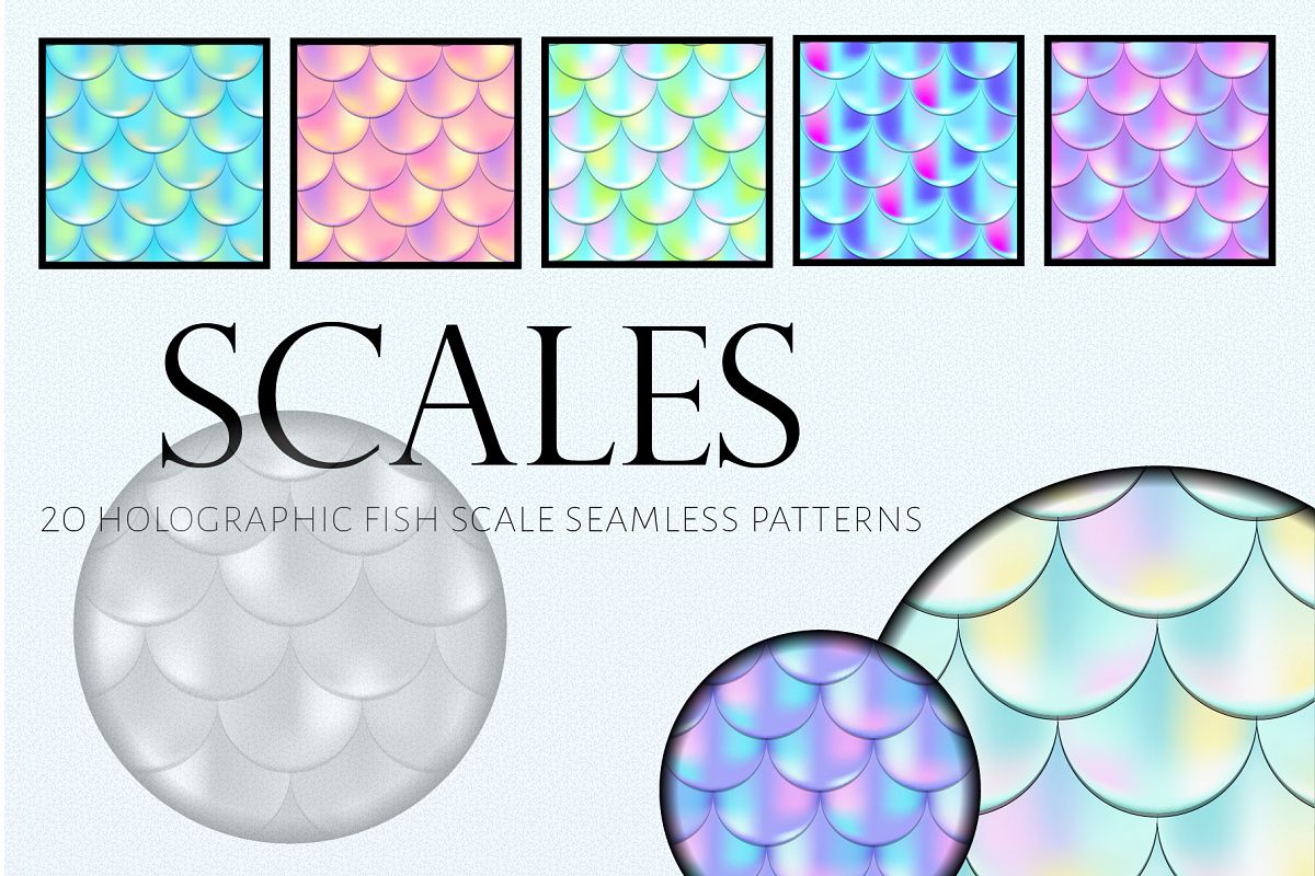 Holographic Mermaid Seamless Patterns example image 1
