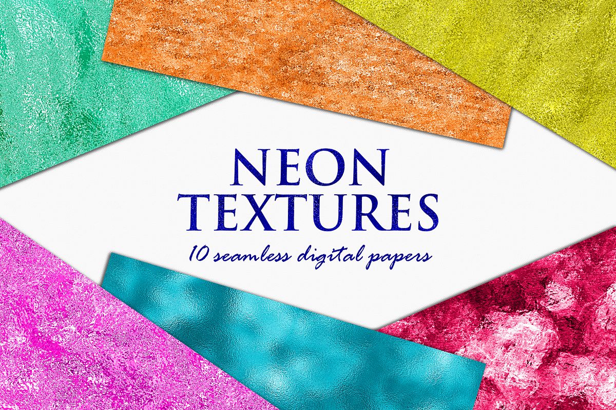 Neon Foil Backgrounds - 10 Seamless Neon Metallic Textures example image 1