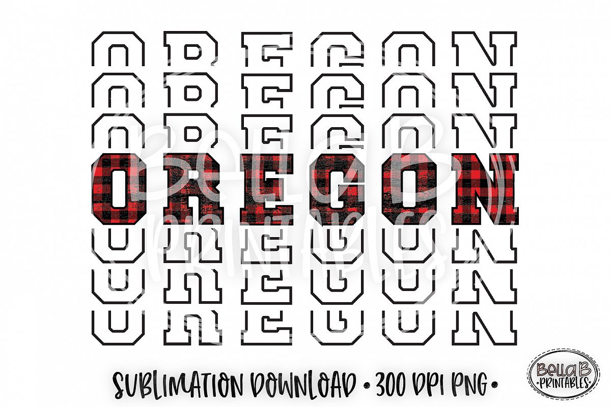 Oregon Sublimation Design, Buffalo Plaid, Mirrored Design example image 1