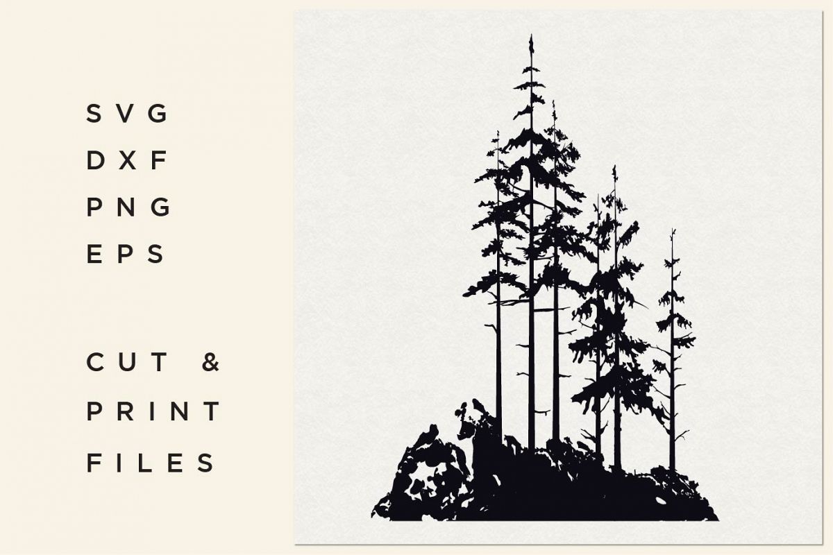Download Pine Tree SVG, Trees Vector, Forest, Trees Silhouette