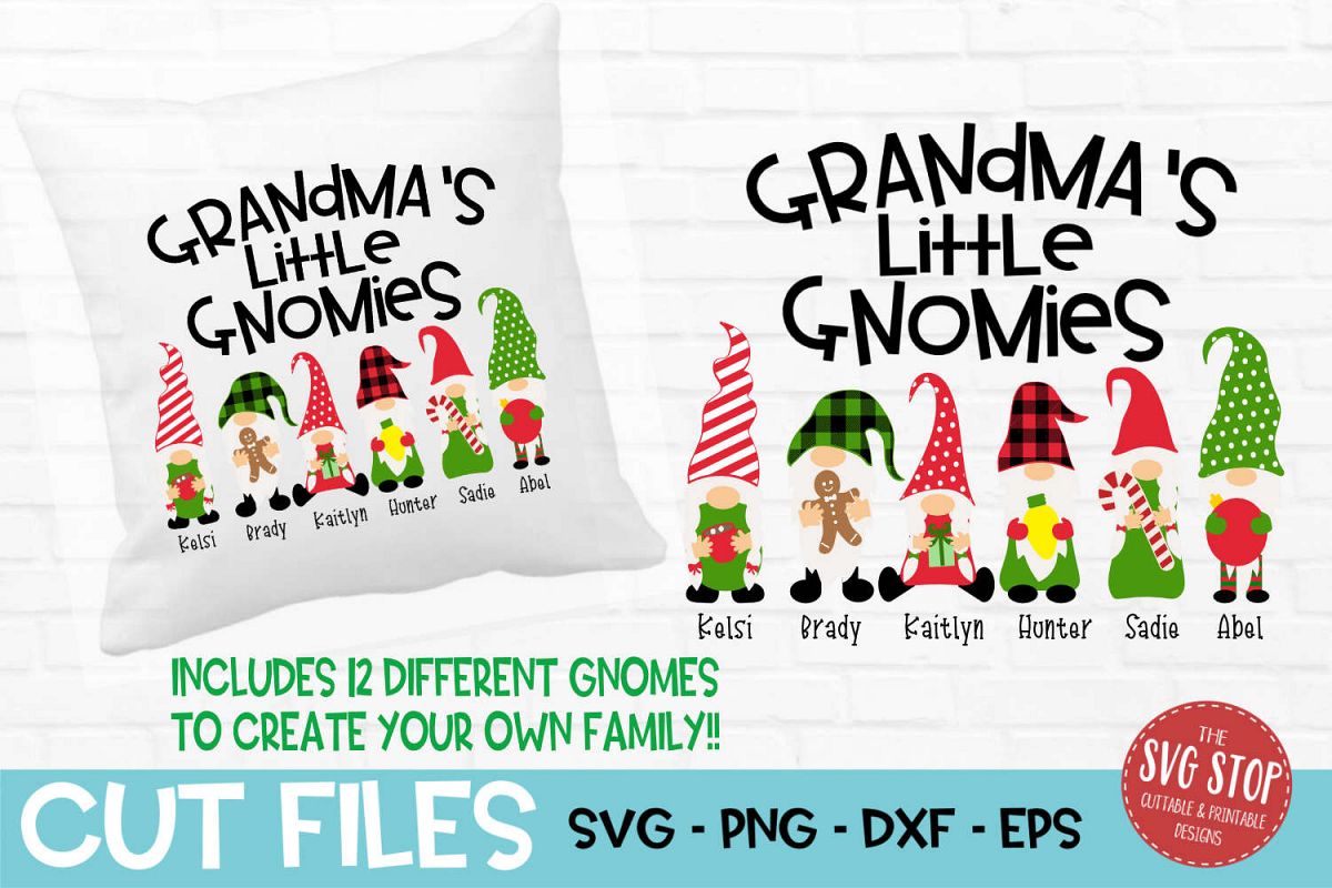 Grandma's Little Gnomies Christmas SVG, PNG, DXF, EPS example image 1
