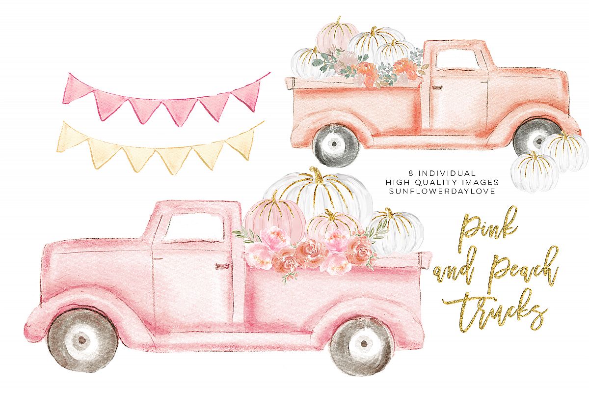 Autumn Truck, pink Pumpkin Harvest Truck example image 1