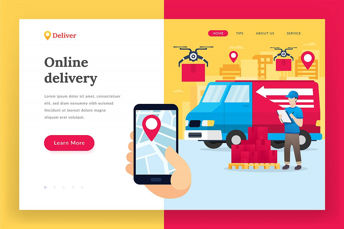 Online delivery service - landing page illustration example image 1