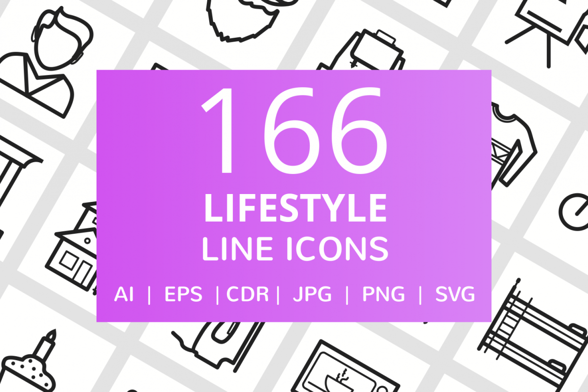 166 Lifestyle Line Icons example image 1