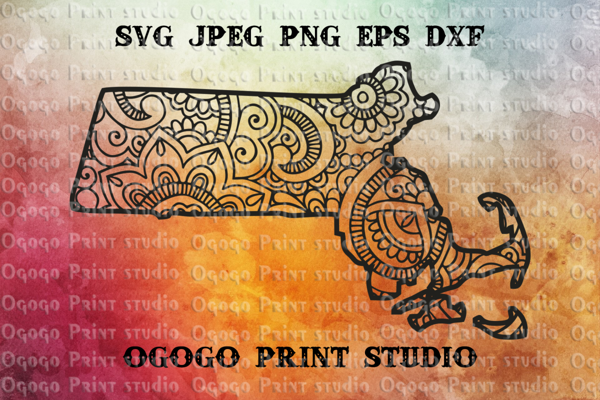 Massachusetts SVG, Zentangle SVG, Travel svg, Mandala svg example image 1