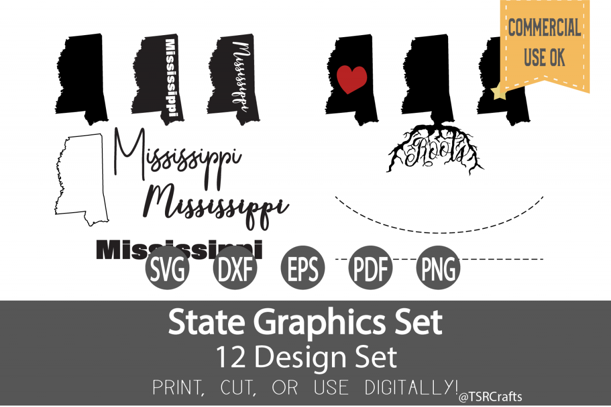 Mississippi State Graphics Set - Clip Art and Digital Cut example image 1