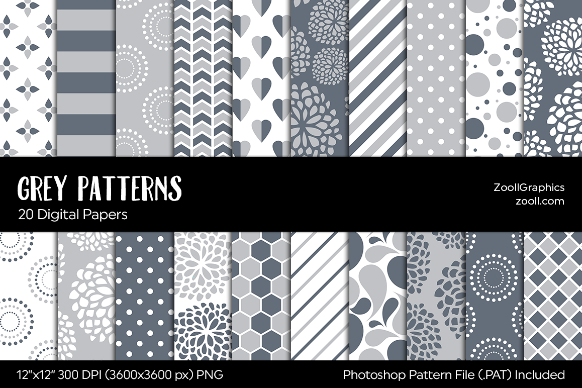 Gray/Grey Digital Papers example image 1
