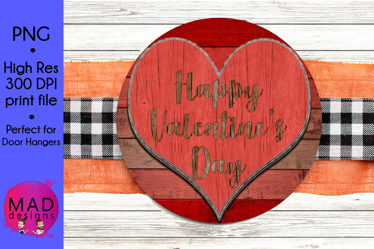 Happy Valentine's Day- Round Door Hanger Sign example image 1
