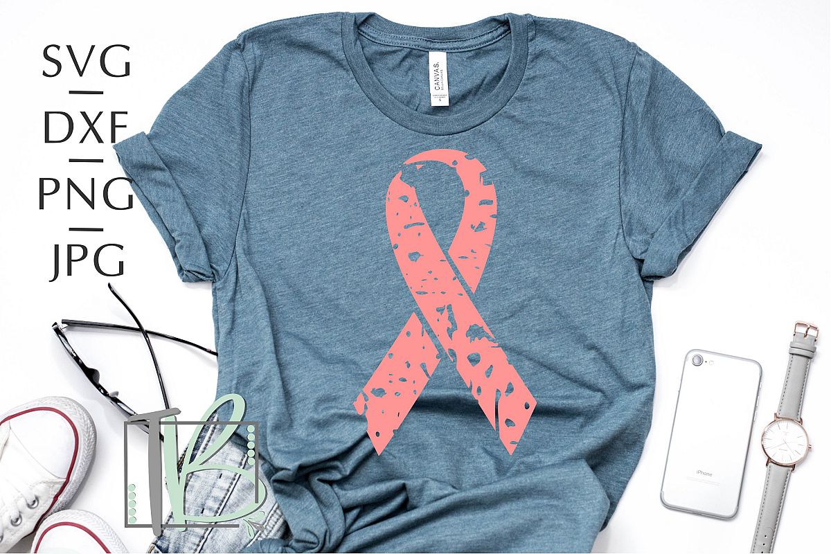 Grunge SVG, Breast Cancer SVG, Pink Ribbon SVG example image 1