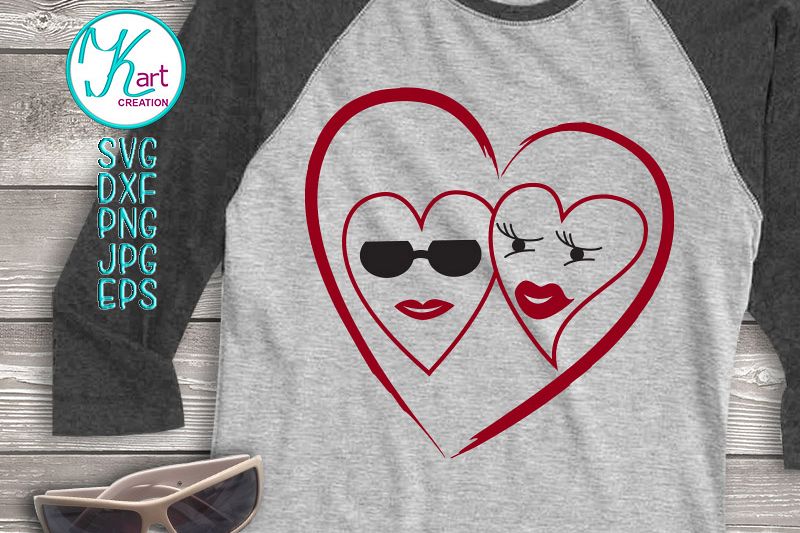 Hippy loving woman man hearts Valentine file svg dxf digital example image 1