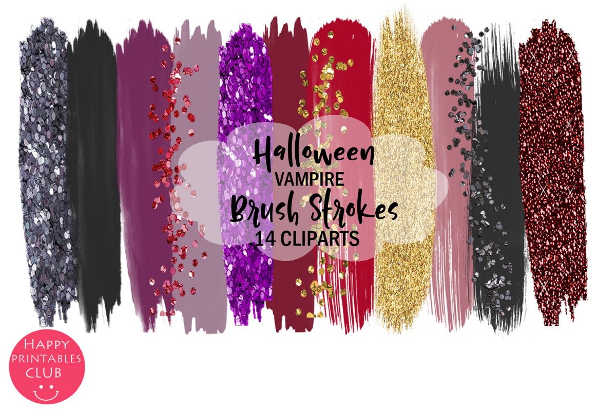 Halloween Vampire Brush Strokes Clipart- Brush Strokes example image 1