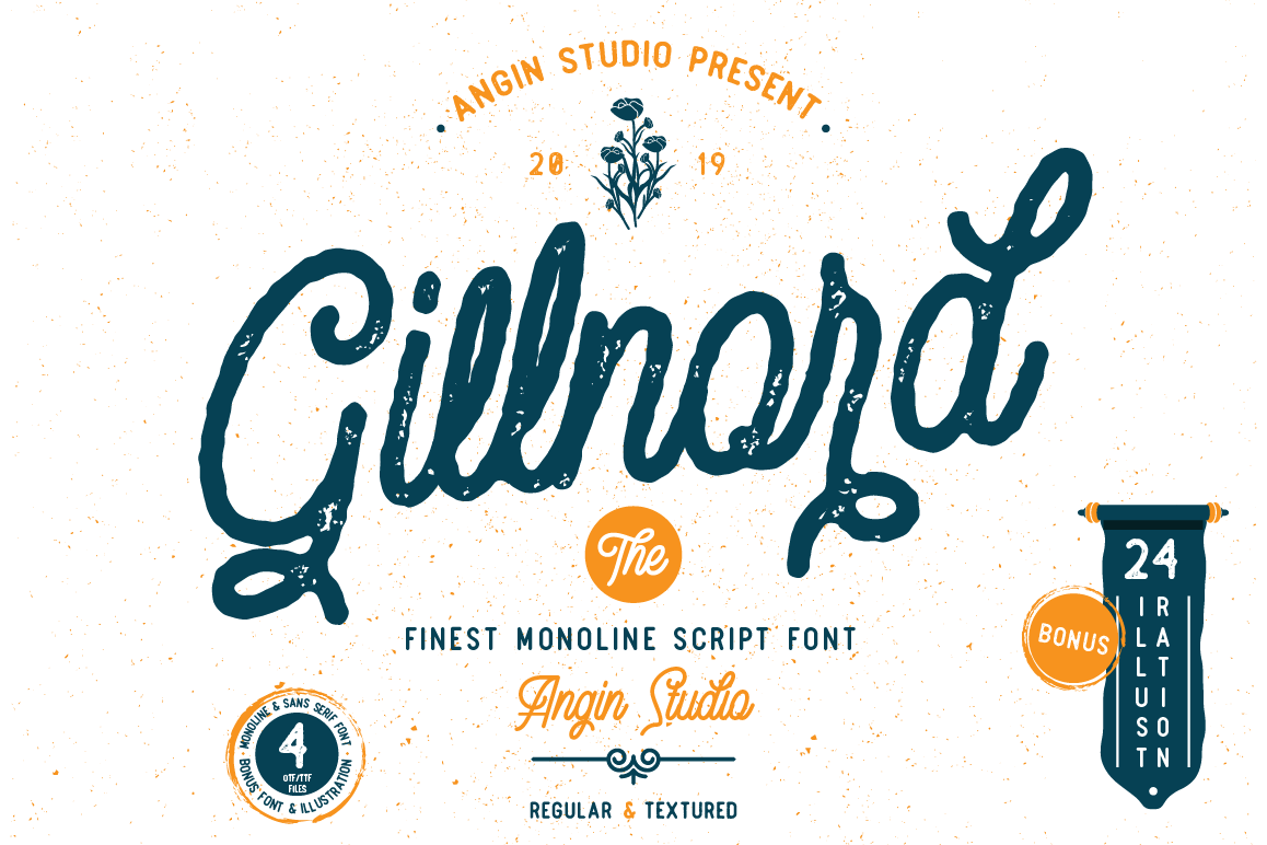 Gillnord Monoline Script extras illustration example image 1