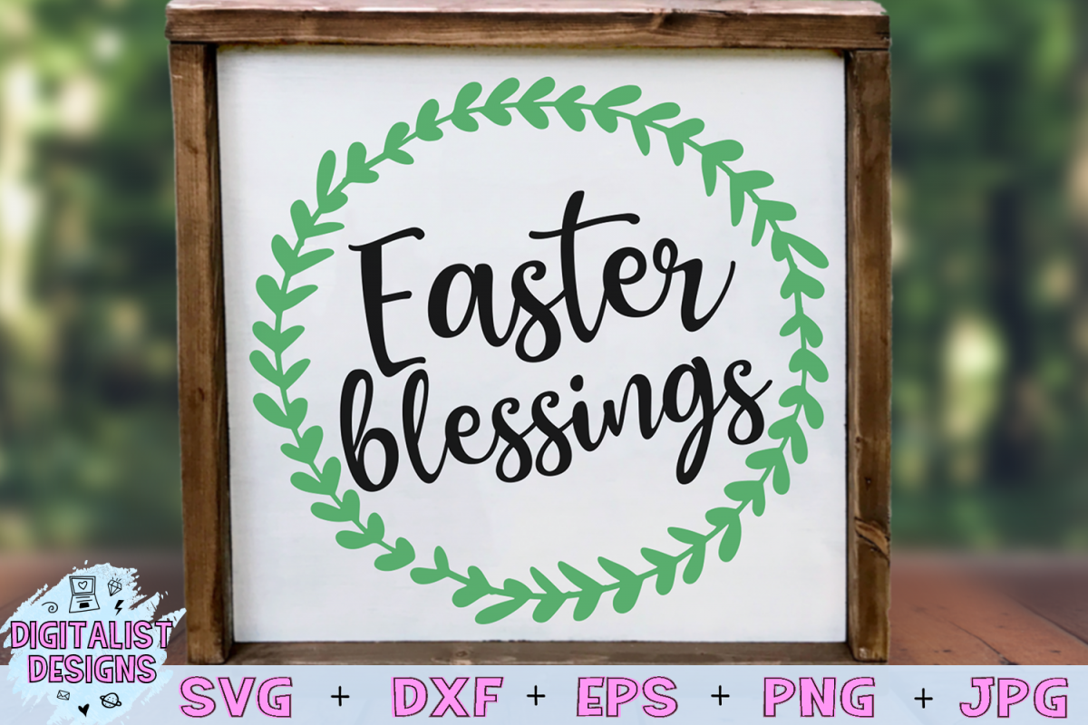 Easter Blessings SVG, Easter SVG, Wreath SVG example image 1