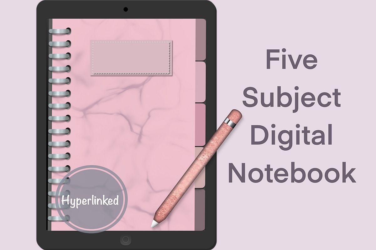 Pretty Pink Five Subject Digital Notebook example image 1