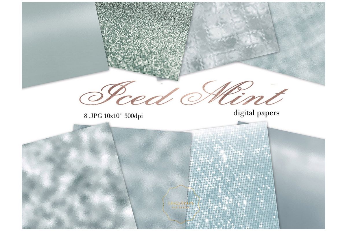 Minty Metallic Texture Papers example image 1