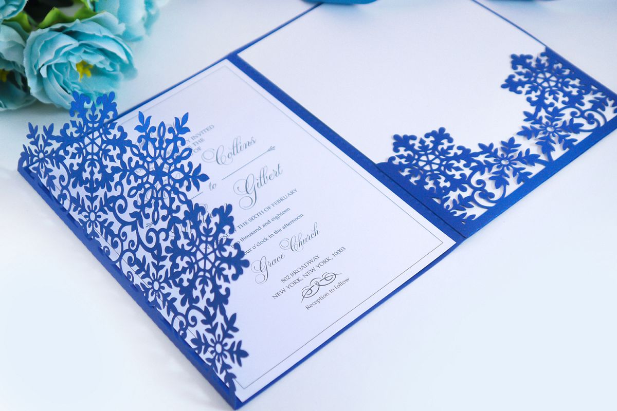 Laser cut wedding invitation, 5x7, Cricut Template, Tri Fold example image 1
