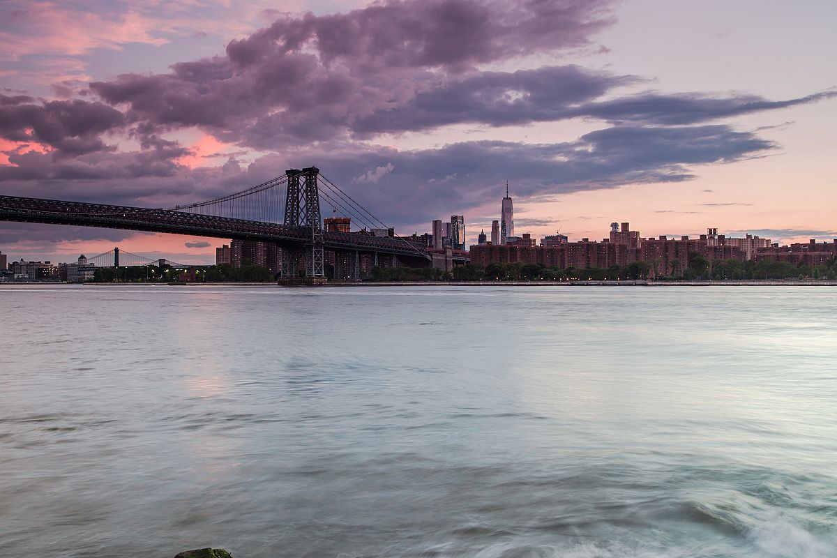 Sunset view on Downtown Manhattan from the rocks example image 1