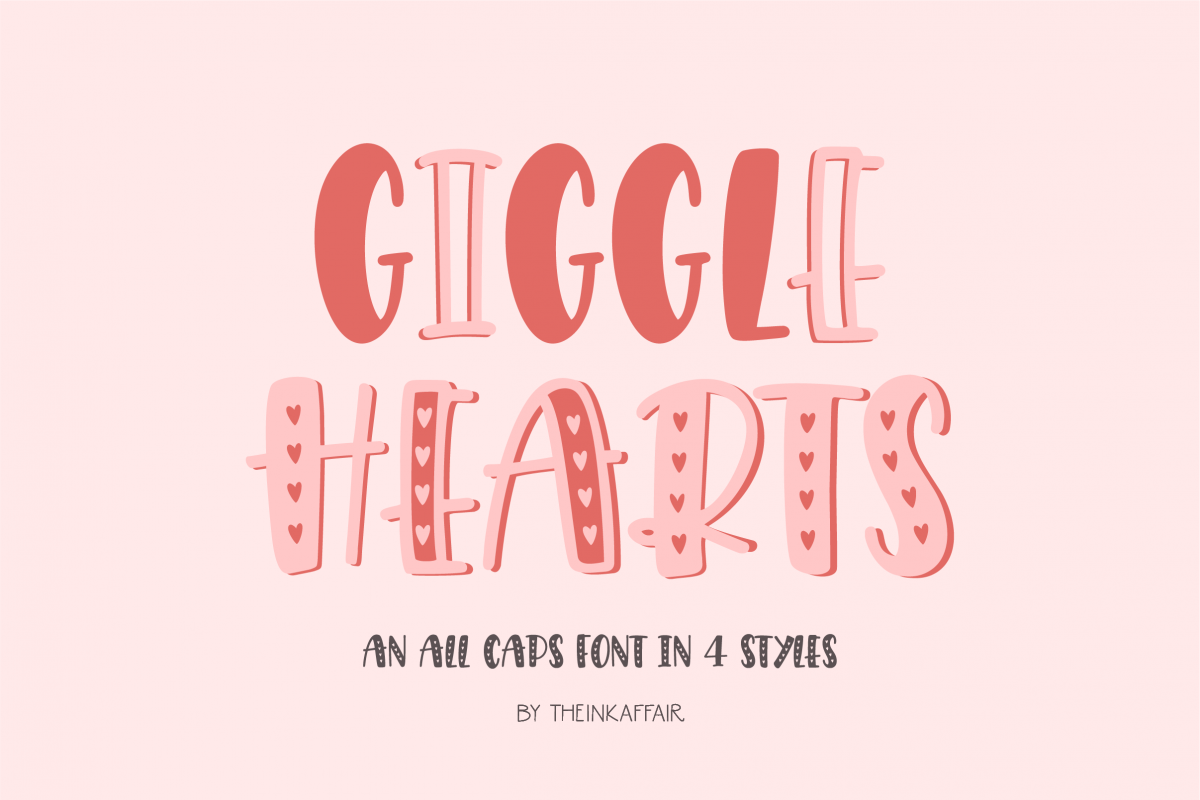 Giggle Hearts, An adorable valentine day font example image 1