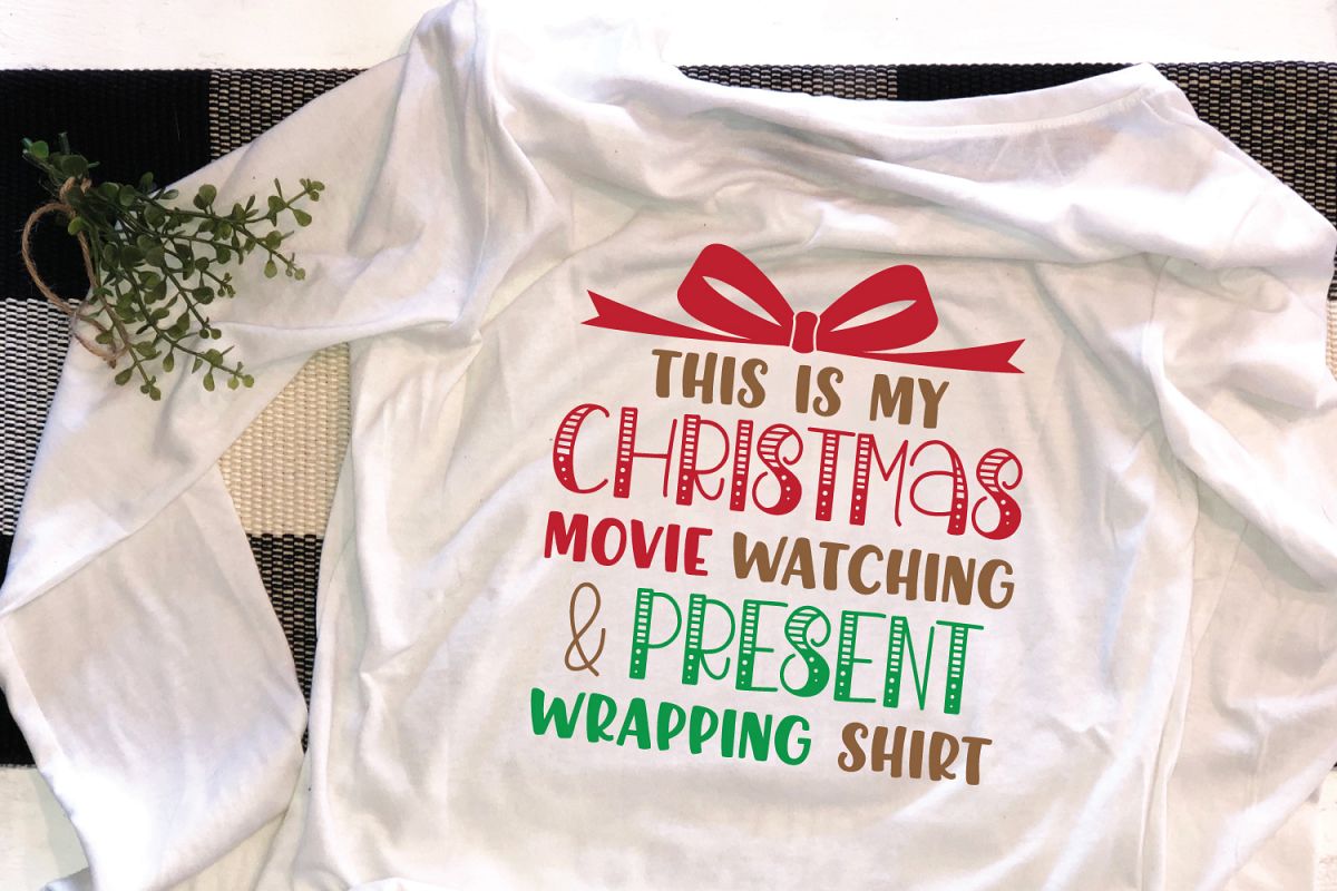 Christmas Movie Watching Shirt SVG DXF Cut File example image 1