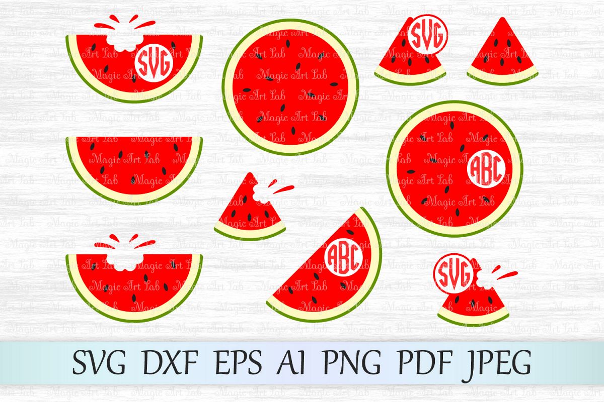 Watermelon svg file, Watermelon monogram svg, Melon ...