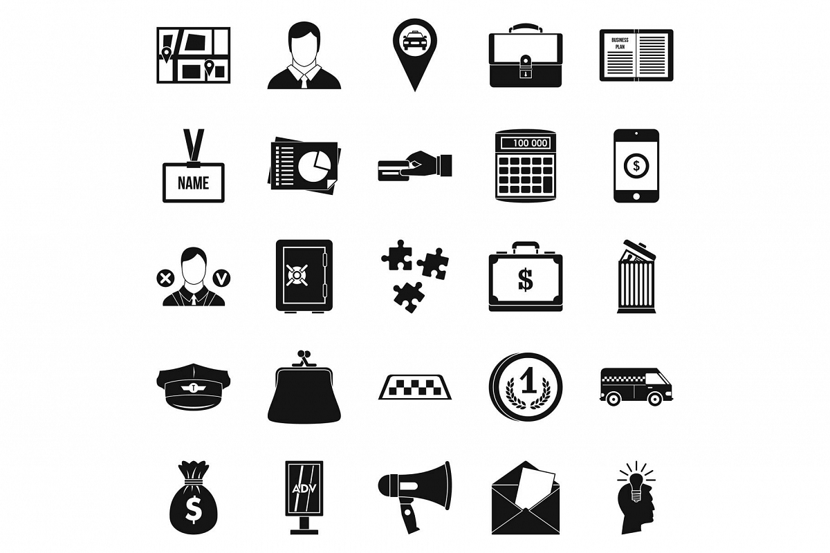 Workweek icons set, simple style example image 1