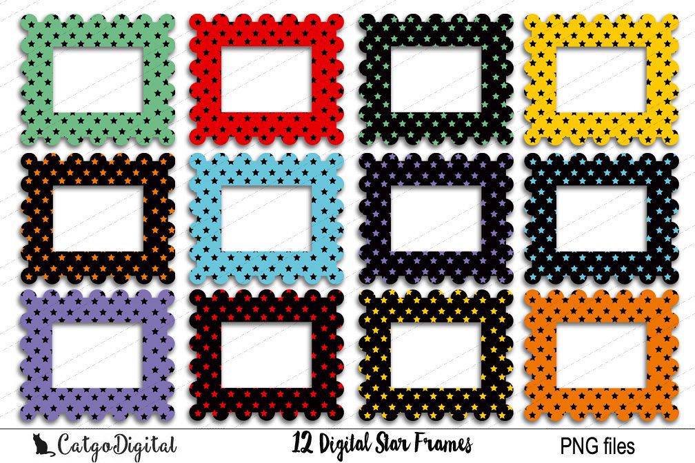Digital Star Frames Clip Art PNG files example image 1