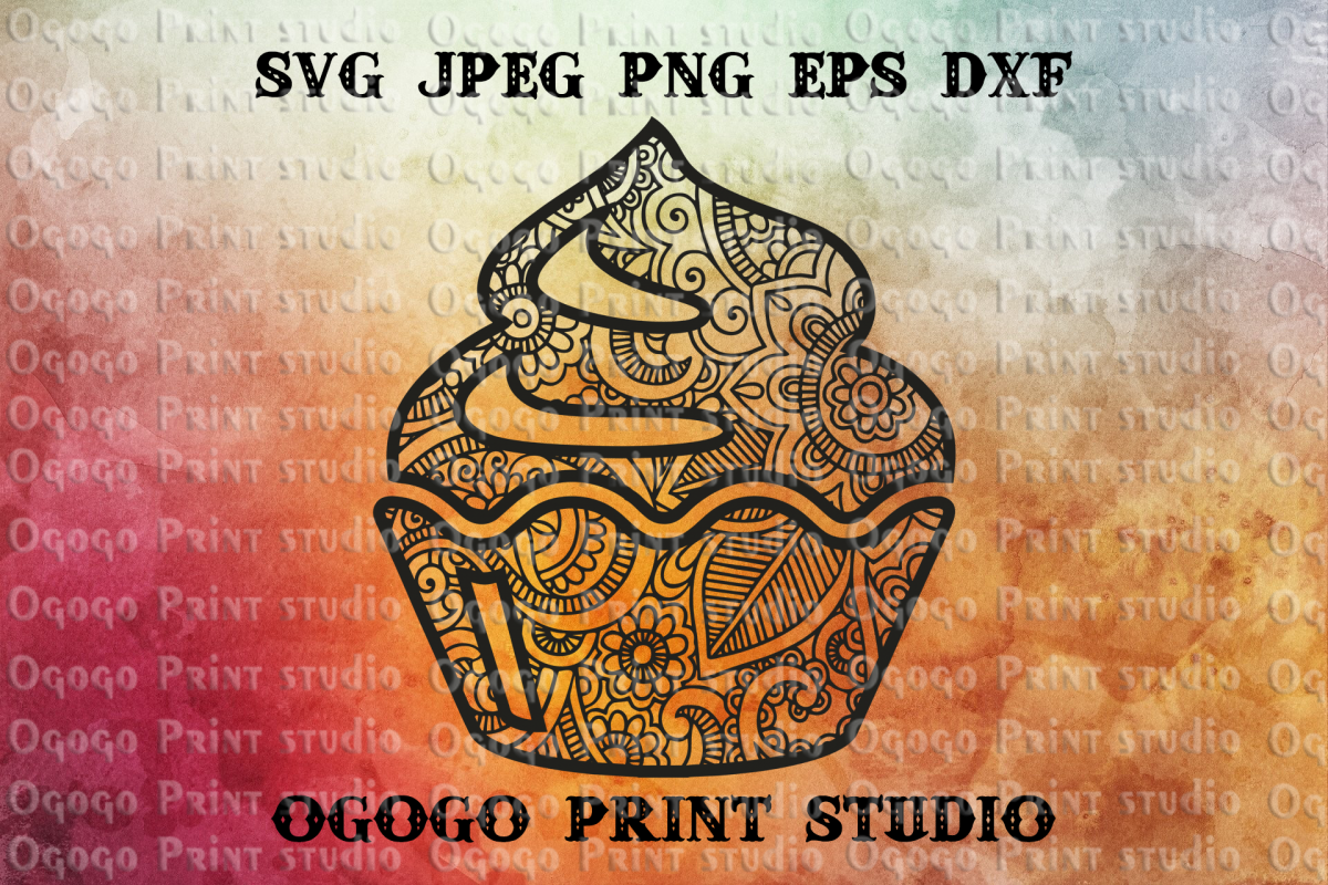 Cupcake Svg, Zentangle svg, Cake svg, Mandala svg, Cricut example image 1