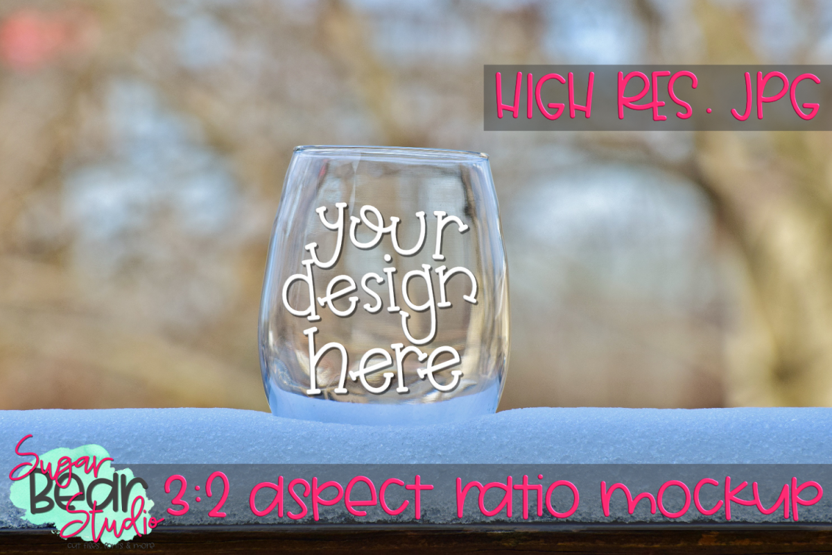 Wine Glass in Snow Mockup example image 1