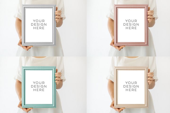 Frame bundle mockup, Collection of Frame, mock up download, modern digital frame, Scandinavian style Product Mockup, Empty Frame Stock Photo example image 1