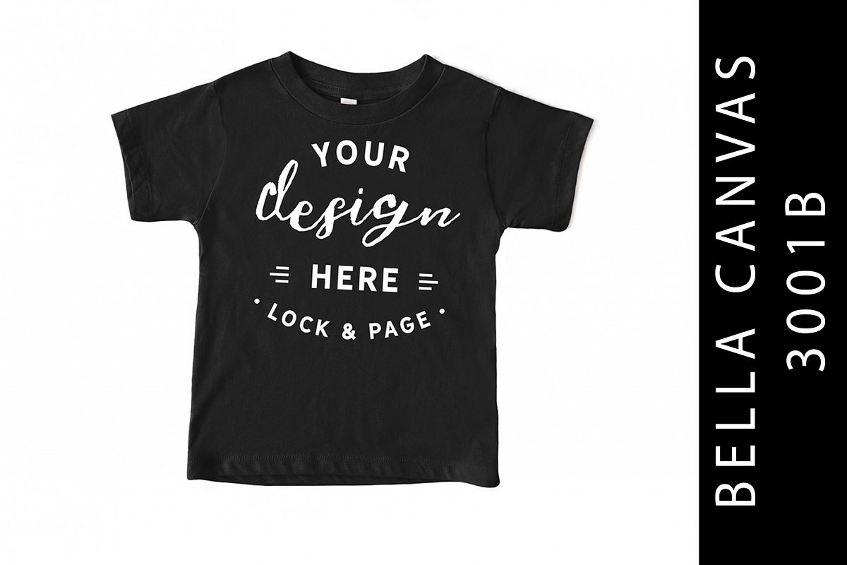 Black Kids Bella Canvas 3001B T-Shirt Mockup Toddle example image 1