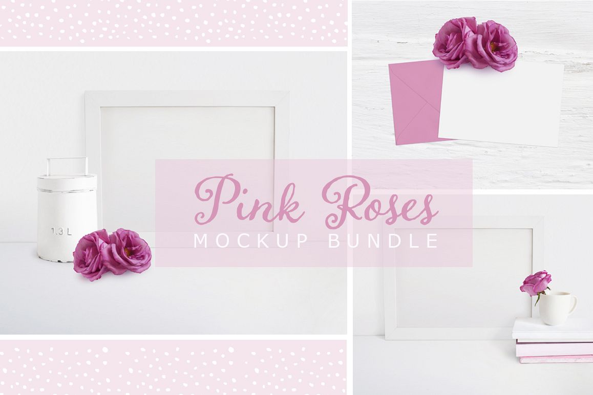 Pink Roses Quote Mockup Bundle example image 1