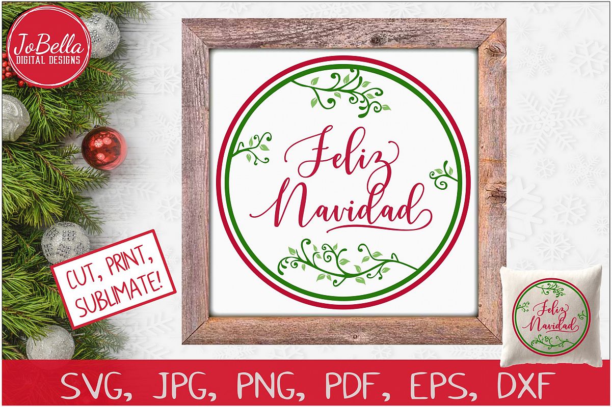 Feliz Navidad SVG Printable & Sublimation PNG example image 1