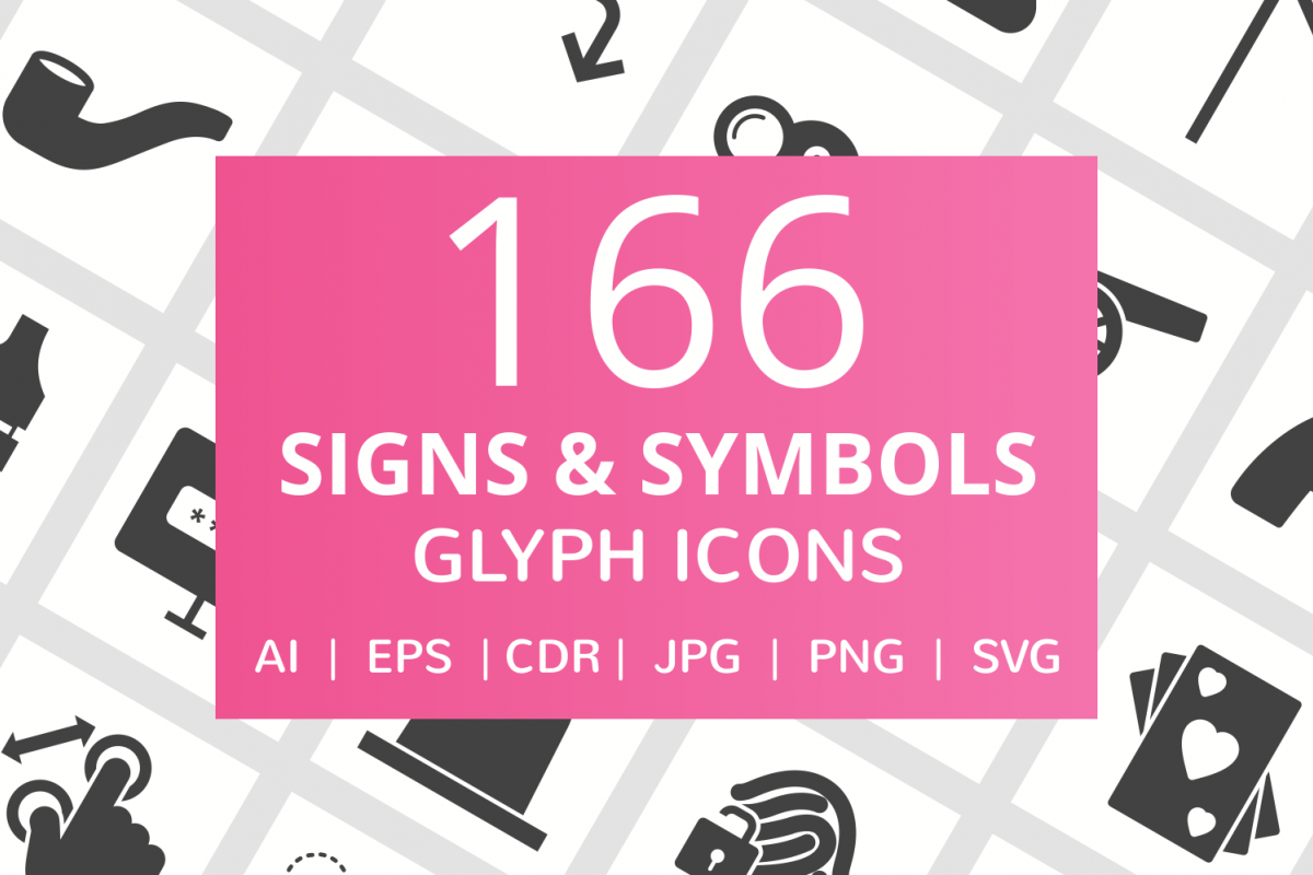 166 Signs & Symbols Glyph Icons example image 1