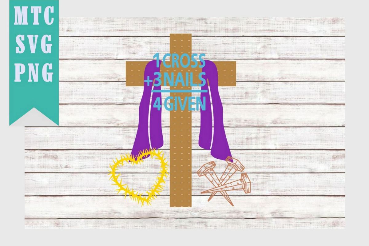 Easter Religious Cross Nails Forgiven Set SVG Cut File example image 1