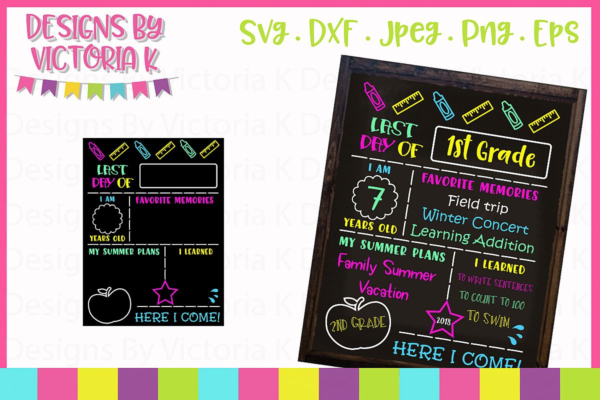 Last day of school board, chalkboard SVG, DXF, PNG example image 1