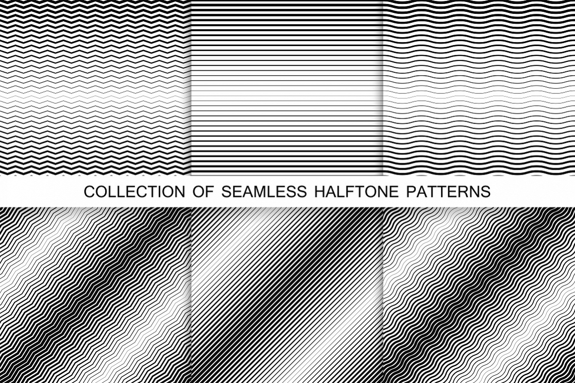 Striped halftone seamless patterns example image 1